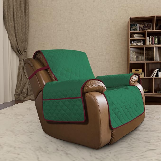 Easy-Going Oversized Recliner Chair Slipcover Reversible Sofa Cover Water Resistant Couch Cover Furniture Protector with Elastic Straps for Pets Dog Cat (Oversized Recliner, Green/Christmas Red) | Machine Washable Slipcover For Dogs, Water Resistant Fu...