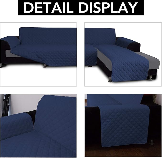Easy-Going Reversible L-Shape Sectional Couch Cover, X-Large, Navy/Navy | Soft Sofa Slipcover For Dogs, Fits Left/Right Chaise Lounge Protector, Water Resistant Mat For Living Room
