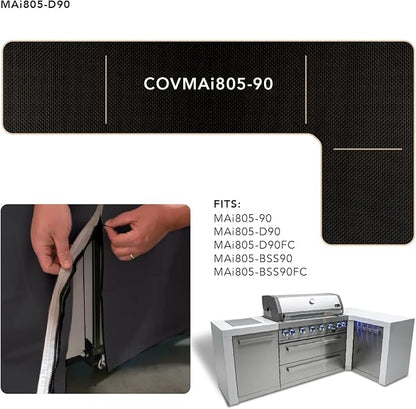 Mont Alpi COVMAi805-90 Heavy Duty All Weather Water Resistant 94" x 50" Full Black Grill Cover for MAi805-90 MAi805-D90 MAi805-BSS90 MAi805-D90FC MAi805-BSS90FC Stainless Steel Outdoor Kitchen Islands