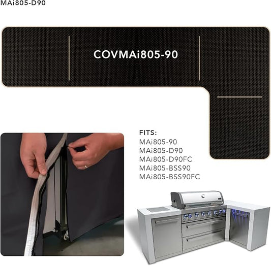 Mont Alpi COVMAi805-90 Heavy Duty All Weather Water Resistant 94" x 50" Full Black Grill Cover for MAi805-90 MAi805-D90 MAi805-BSS90 MAi805-D90FC MAi805-BSS90FC Stainless Steel Outdoor Kitchen Islands