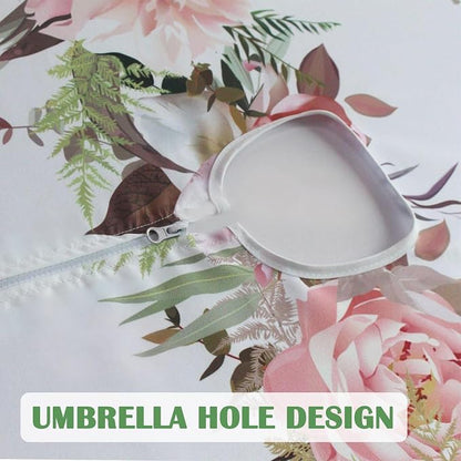 Honellaty Outdoor Tablecloth with Umbrella Hole and Zipper, 52 x 70 Inch | Easy-Install Rectangular Patio Table Cover, Spill-Resistant Washable Polyester for Outdoor Dining and Garden Parties