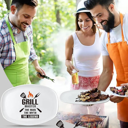 R HORSE Melamine Grill Platter Gift, BBQ White Oval Serving Tray Plate | Christmas, New Year, Birthday Gift for Men, Boyfriend, Husband, Ideal for Appetizer Dessert Charcuterie Outdoor Indoor Party