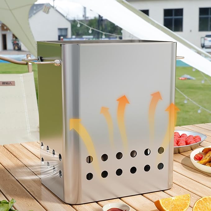 Charcoal Barrel BBQ Grill Stainless Steel BBQ Hanging Stove Camping Barbecue Rack with 26 Skewers Gloves Tongs Grilling Net for Vegetables