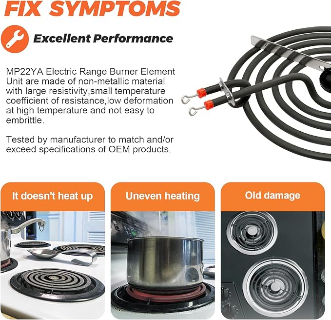【2026 UPGRADED】 MP22YA Electric Range Burner Element Unit Set - Replacement for Ken-more Whirlpool May-tag Hardwick Norge Ranges/Stoves - Include 2 pcs MP15YA 6" and 2 pcs MP21YA 8" by Beaquicy