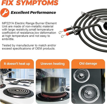 【2026 UPGRADED】 MP22YA Electric Range Burner Element Unit Set - Replacement for Ken-more Whirlpool May-tag Hardwick Norge Ranges/Stoves - Include 2 pcs MP15YA 6" and 2 pcs MP21YA 8" by Beaquicy