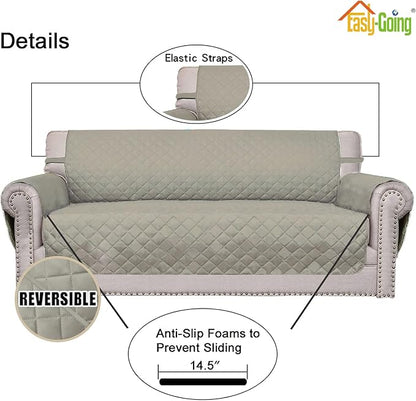 Easy-Going Reversible Couch Cover, 3 Cushion Sofa, Large, Beige/Beige | Machine Washable Slipcover For Dogs, Water Resistant Furniture Mat For Living Room, Non-Slip Sofa Cover, Pet Friendly