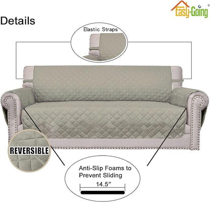 Easy-Going Chair Sofa Slipcover Reversible Sofa Cover Water Resistant Couch Cover Furniture Protector Cover with Elastic Straps for Pets Kids Children Dog Cat (Chair, Beige/Beige) | Machine Washable Slipcover For Dogs, Water Resistant Furniture Mat For...