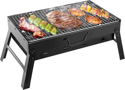 Moclever Folding Portable Charcoal Grill – Stainless Steel Mini BBQ Grill for Outdoor Cooking, Camping, Picnics, Beach, Tailgating, Compact & Easy to Carry