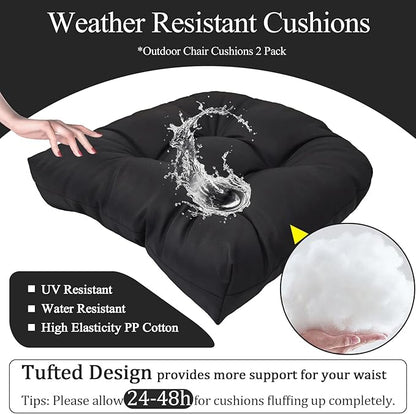 MTMR Outdoor Chair Cushions Set of 2, Patio Furniture Seat Pads, Waterproof | 2Pcs , waterproof cover, PP cotton, u-shaped, no-fading, thick patio seat pads for outdoor wicker furniture in yard, 19x19x4