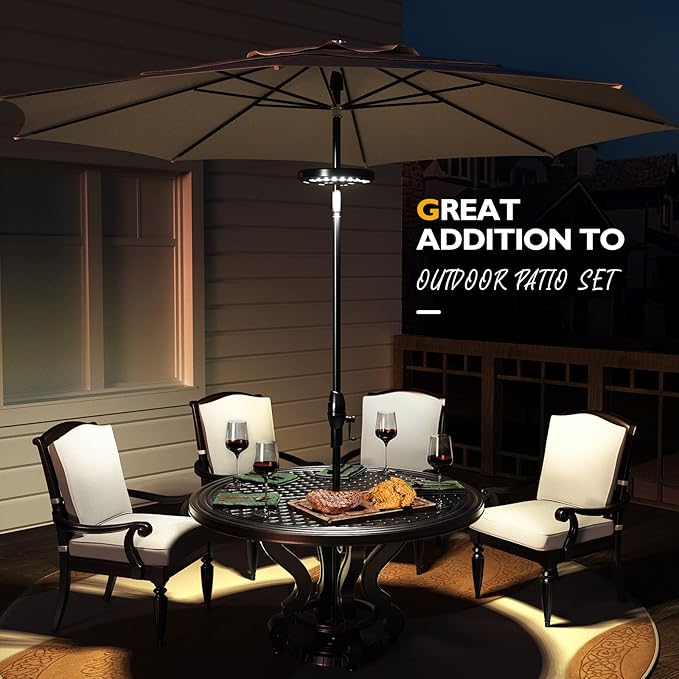 Eletorot Rechargeable Patio Umbrella Light-28 LED White Umbrella Pole Light | 3 Brightness Modes Cordless Outdoor Light for Patio Table, Garden, Backyard Decor, Deck, Pool, BBQ and Camping