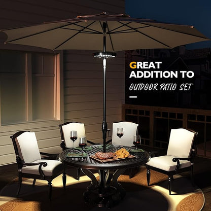 Eletorot Rechargeable Patio Umbrella Light-28 LED White Umbrella Pole Light | 3 Brightness Modes Cordless Outdoor Light for Patio Table, Garden, Backyard Decor, Deck, Pool, BBQ and Camping