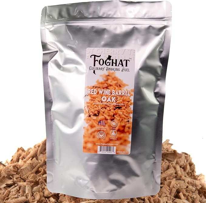Foghat Cocktail Smoker Wood Chips - 100oz Red Wine Barrel Oak Shavings for Smoker, Whiskey & Drink Infuser Kit - All Natural, Culinary Wood Smoking Chips