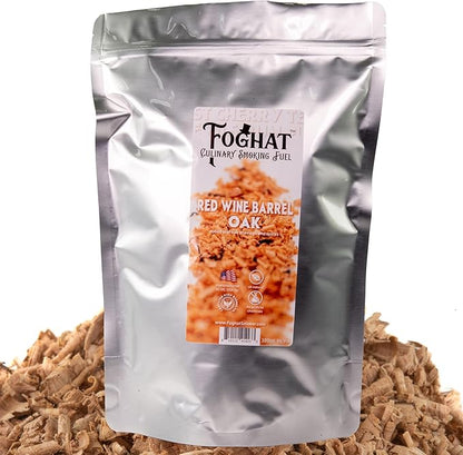 Foghat Cocktail Smoker Wood Chips - 100oz Red Wine Barrel Oak Shavings for Smoker, Whiskey & Drink Infuser Kit - All Natural, Culinary Wood Smoking Chips