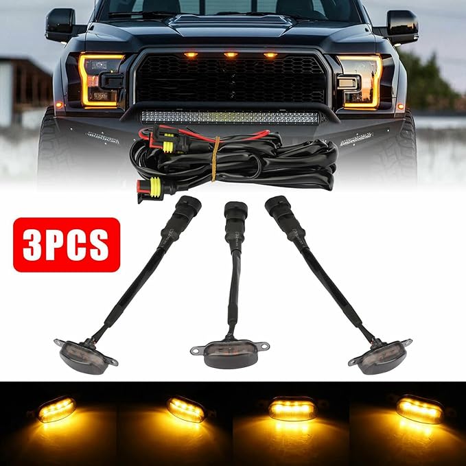 9X Smoked Lens Amber LED Front Grille Running Lights Lamps for