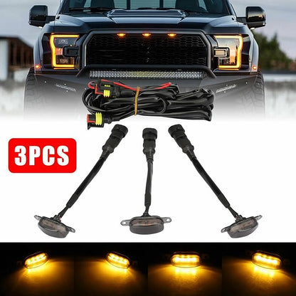 9X Smoked Lens Amber LED Front Grille Running Lights Lamps for