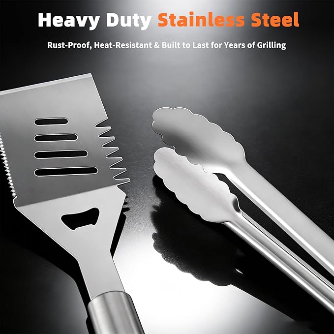 28PCS Stainless Steel BBQ Grill Accessories Set, Grilling Gifts for Men Birthday Father's Day, Portable Multifunction Grilling Utensils Tools Kit with Storage Bag for Outdoor Grill Camping BBQ Party
