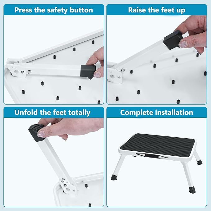 Simple Deluxe Step Stools Foldable, Heavy Duty Foot Stool with Non-Slip Paltform & Feet, Folding Step Ladder for Adults or Kids in Kitchen, Home, 330 Lbs Capacity