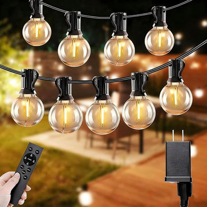 SANBEN Outdoor String Lights with Remote, 50ft 25 Bulbs Low Voltage(24V) Patio Lights, Dimmable & Timer, IP65 Waterproof, G40 LED Hanging Lights for Outside, Deck, Garden, Backyard, Porch, Party