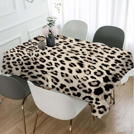TKS MITLAN Tablecloth Leopard Table Cloth Rectangle Table 60 x 84 Inch Cheetah Skin Tiger Leather Spotted Fur Beige Brown Kitchen Decorations for Home Dinner Party