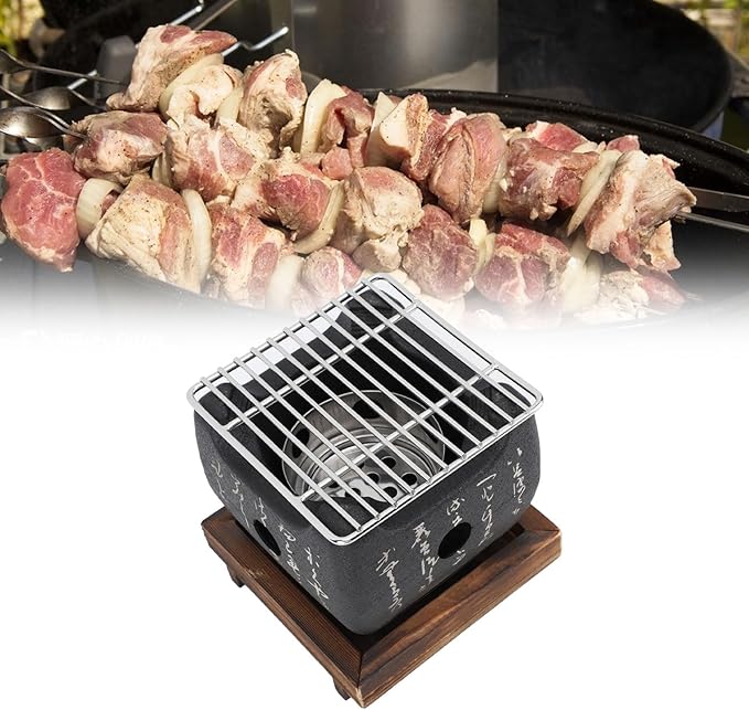 Japanese Style Portable Mini Charcoal Bbq Grill Aluminum Alloy Fast Heating Multifunctional Barbecue Stove (19.5x18cm / 7.7x7.1in)