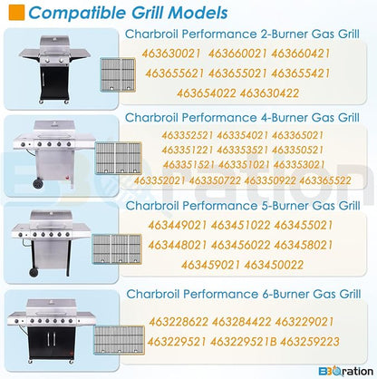 17" Grill Grate and Heat Plate for Charbroil Performance 4-Burner 463352521 | G426-0004-W1 G426-0005-W1 Cooking Grate for Charbroil 463352521 463354021 463365021 463365522, Heavy-duty Cast Iron