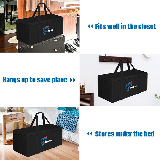 SIRUITON Cushion Storage Bag 600D Oxford,Waterproof,2P-69 Lx29.5 Wx21.6 H | Heavy duty, rip proof, with handle & zipper, for patio & garden cushions, UV-resistant, all-weather protection