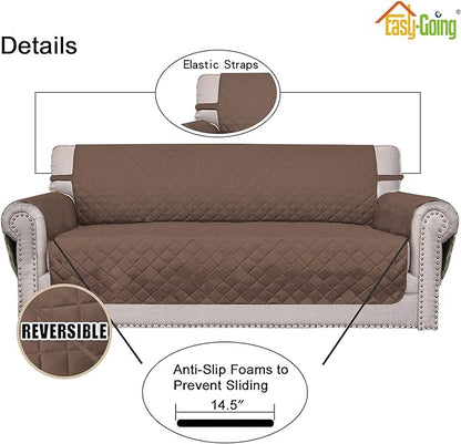 Easy-Going Reversible Couch Cover, 4 Seater Sofa, Brown/Brown | XX-Large Sofa, Washable Slipcover For Dogs, Water Resistant Mat, Living Room, Non-Slip Sofa Cover, Pet Friendly