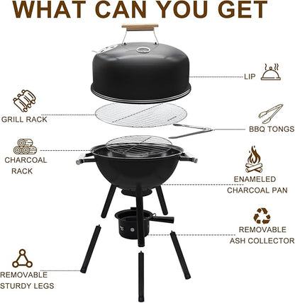 Portable Charcoal Grill with Removable Legs (17 Inch)