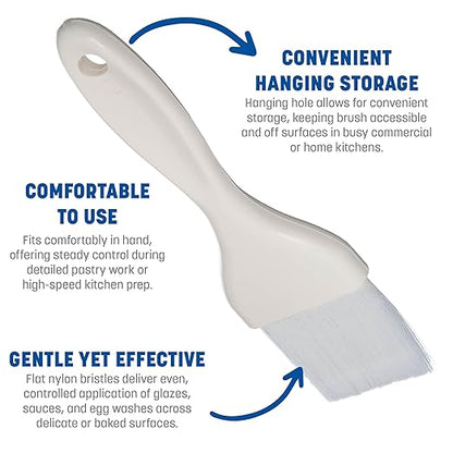 Carlisle FoodService Products 4039002 Galaxy Flat Brush, White, 1 1/2", 1.5" Height, 1.5" Width, 7" Length, Nylon