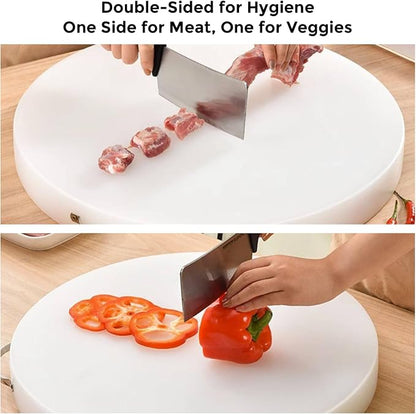 18.9" Round Plastic Cutting Board, 2" Extra Thick Commercial Grade Butcher Board, Food-Grade PE Chopping Block for Meat Cutting, Butchering, BBQ Prep & Restaurant Kitchen Use