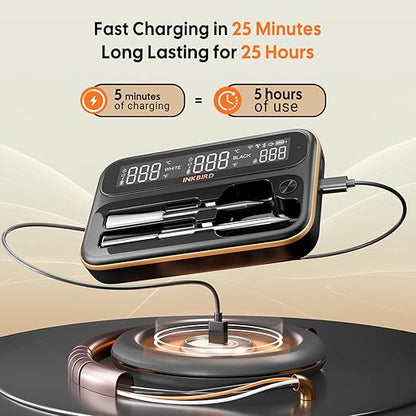 5GHz & 2.4GHz WiFi Wireless Meat Thermometer, INKBIRD WiFi Smart Thermometer with 2 Size-Coded Probes and Unlimited Range,Bluetooth 5.4 Thermometer with 360° Readable LCD-Enhanced Booster