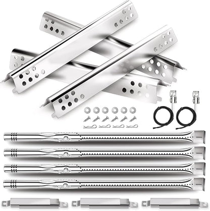Uniflasy Grill Replacement Parts for Charbroil Advantage Series 4 Burner 463344116 466344116 Gas Grills, Stainless Steel G432-8M00-W1 Burner Tube, G361-0003-W1 Heat Plate, Adjustable Crossover Tube
