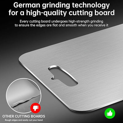 Titanium Cutting Board - 100% Pure Titanium Cutting Boards for Kitchen Double Sided Non Toxic Titanware for Meat/Vegetables, Hygiene Durable Dishwasher Safe Metal Chopping Board Extra Large