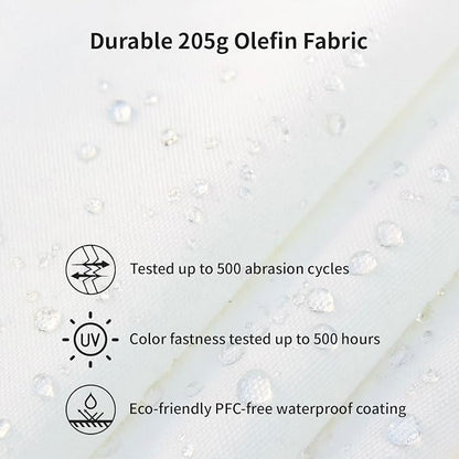 9FT/10FT Wood Patio Umbrella, Large Outdoor Table Pool Umbrella | 205G Olefin/180G Polyester Fabric, Push-Pull Operation Market Umbrella, 8 Rib Vented Canopy, Ideal for Patio, Backyard