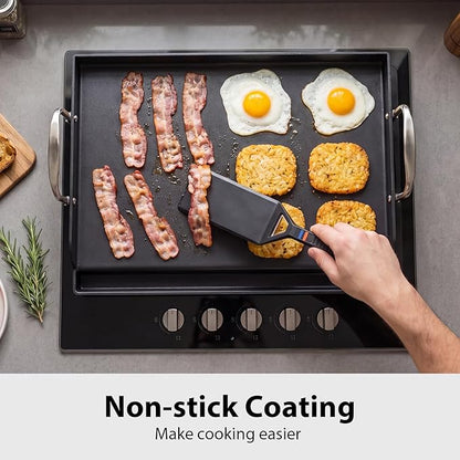 Utheer Griddle Kit, 17" x 13" Pre-Seasoned Cast Iron Flat Top Griddle with Scratch-Free Tools, Universal Grill Griddle for Gas & Charcoal Grills, Camping, Tailgating and BBQ
