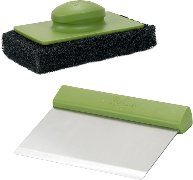 Little Griddle 7-Piece Grill Set, Scrubber, Griddle Scoop, Egg Rings, Scraper, & Spatula Set Toolkit
