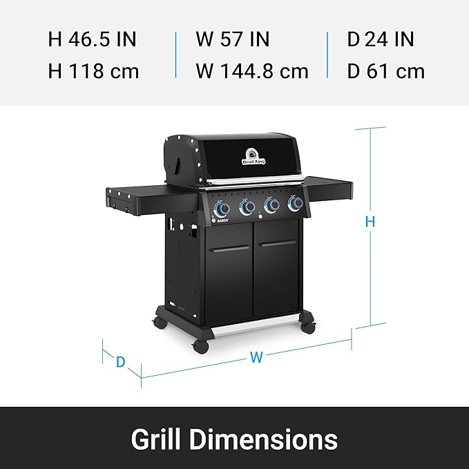 Broil King 674117 Baron 420 Pro Shadow 4-Burner Pellet Ready Natural Gas Grill in Black