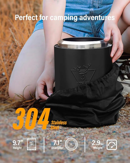 YEFU Tabletop Fire Pit 9.7 x 7.1 in, Low Smoke Camping Stove for Outdoor & Patio, Fueled by Pellets or Wood, Safe Burning Table Top Firepit, with Travel Bag & 2 Mini Sticks & Fireproof Mat, Black