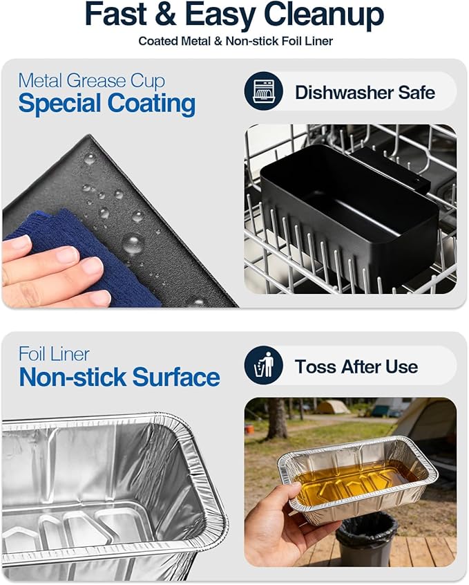 Blackstone Grease Cup, Grease Catcher, Drip Pan with 20 Pack Grease Cup Liners for 28 and 36 inch Blackstone Griddle