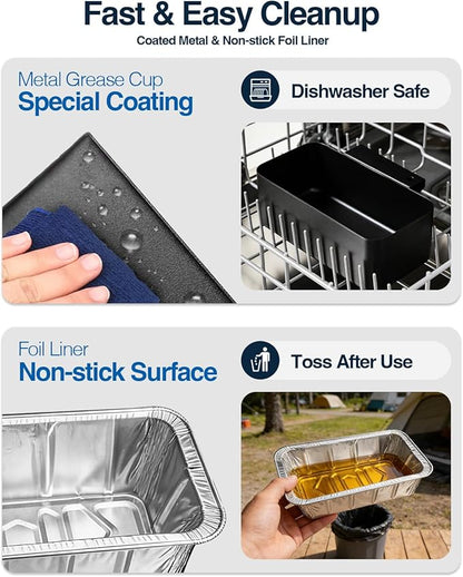 Blackstone Grease Cup, Grease Catcher, Drip Pan with 20 Pack Grease Cup Liners for 28 and 36 inch Blackstone Griddle