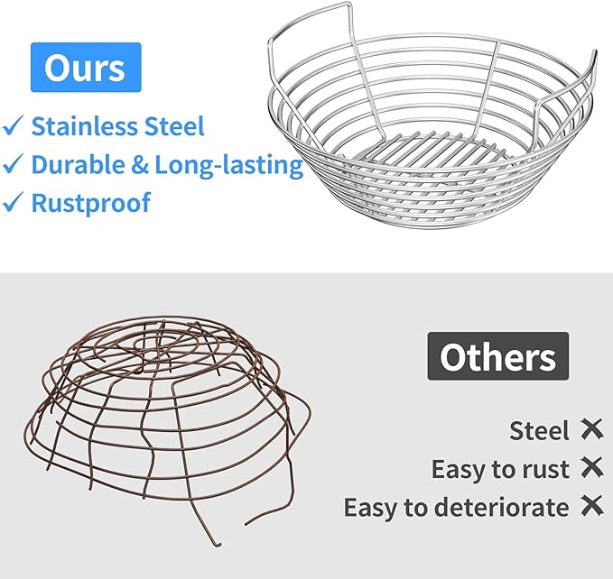 Stainless Steel Charcoal Ash Basket for Big Green Egg, Kamado Joe Grills, Pit Boss, Louisiana