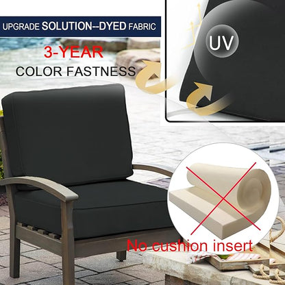 NettyPro Outdoor Cushion Slipcovers Waterproof 4 Pack Patio Chair Seat Cushion Covers with Zipper and Tie, 24 x 22 x 4 Inch, Replacement Cover Only, Black
