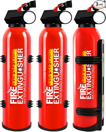 Fire Extinguishers with Mount Bracket - 3 Packs Small Portable Fire Extinguisher for Home, Kitchen, Car, Boat, RV, Vehicle - 620ml Water-Based Fire Extinguisher for Class A, B, C, K Fire