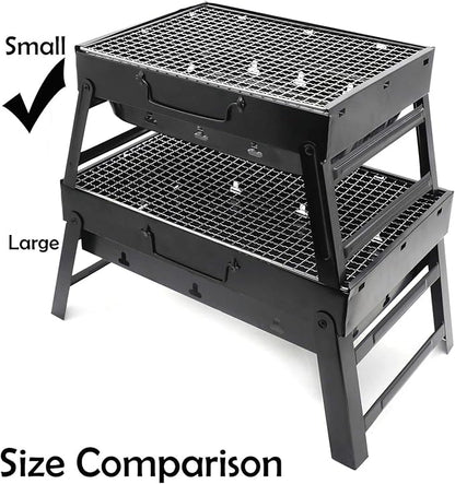 HongK- Small BBQ Barbecue Grill Large Folding Portable Charcoal Stove Camping Garden Outdoor [P/N: ET-COOK006-BK]