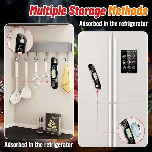 Meat Thermometer Digital, IP67 Waterproof Food Thermometer for Cooking | Backlight, Hold Function, Magnet, IP67 Waterproof, LED screen, for Kitchen, Grill, BBQ, Beef, Candy, Turkey