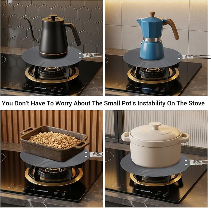 2-Pack Heat Diffuser for Gas Stove with Foldable Handle, 9.5" & 11" Gas Stove Diffuser Plate for Even Heating, Aluminum Simmer Plate for Electric Stoves, Defrosting Tray, Flame Guard