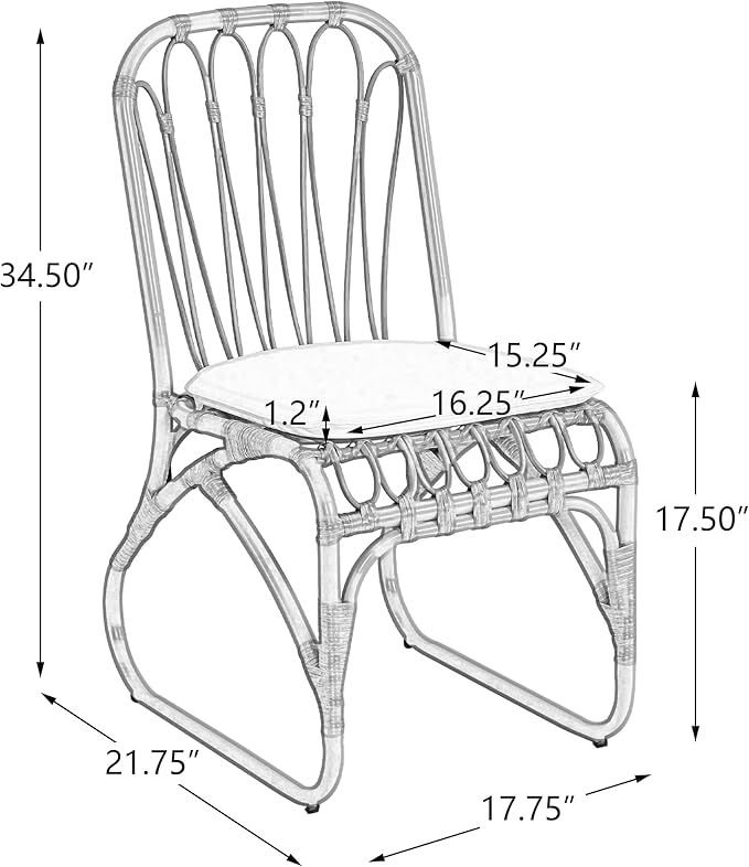 Christopher Knight Home Set of 2 Busby Patio PE Wicker Dining Chairs, Outdoor Woven Rattan Accent Chair with Iron Frame+Cushion, Fully Assembled Lounge Chair Outdoor for Garden/Balcony, Black+Grey