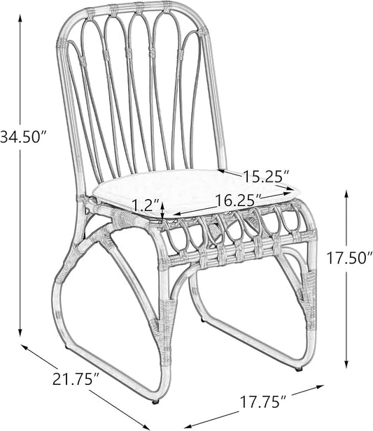 Christopher Knight Home Set of 2 Busby Patio PE Wicker Dining Chairs, Outdoor Woven Rattan Accent Chair with Iron Frame+Cushion, Fully Assembled Lounge Chair Outdoor for Garden/Balcony, Black+Grey