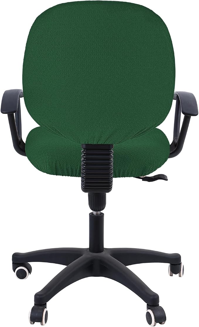 Smiry Office Computer Chair Covers for Desk Rotating Chair Protector | Stretch Jacquard Removable Washable Universal Slipcovers, Seat + Backrest Cover, Emerald Green