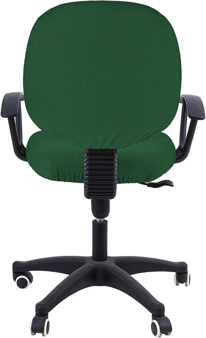 Smiry Office Computer Chair Covers for Desk Rotating Chair Protector | Stretch Jacquard Removable Washable Universal Slipcovers, Seat + Backrest Cover, Emerald Green